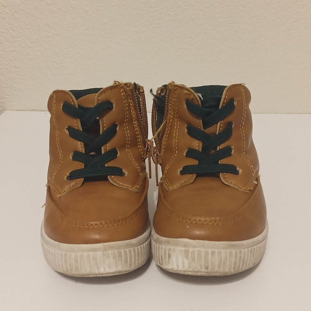 Stepping Stones Brown Kids Shoes with Dark Green Laces